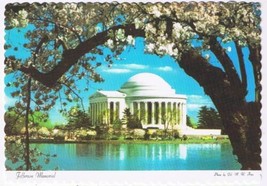 DC Postcard Washington Jefferson Memorial Blossoms - £2.36 GBP