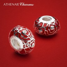 925 Sterling Silver Red Enamel Vintage Chinese Lucky Cloud Charms beads for Wome - £37.65 GBP