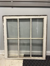 Vintage Wood Window sash 6 pane GLASS picture frame chic White antique s... - £31.59 GBP
