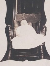 RPPC Baby in White Dress Sitting on Wood Chair Portrait Postcard AZO c1904-1918 - £6.28 GBP