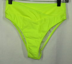 Halara Size Medium Chartreuse Crossover Waist Cheeky Bikini Swim Bottom - $12.99