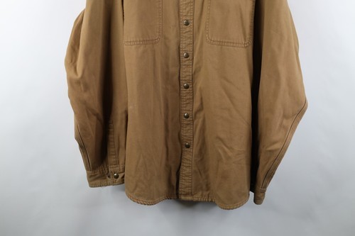 Vtg Carhartt Mens 2XLT Faded Flannel Lined Canvas Button Shirt Jacket Jac Shirt Item image 3