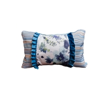 Luxury Collection, Blue Pillow, Ruffle Pillow Floral Cotton Royal Design 16x20&#39;&#39; - £62.60 GBP