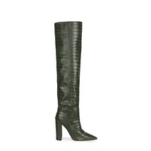 11Cm Thick High-Heeled Women Boots Natural Wrinkle Boots With Stone Pattern Vint - £122.28 GBP