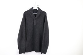 J Crew Mens Size Large Blank Lambswool Knit Henley Shawl Sweater Charcoa... - $49.45