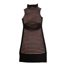 Alessandro Miele Italy Dress Knit Striped Sleeveless Women&#39;s Medium Taupe Black - £23.21 GBP