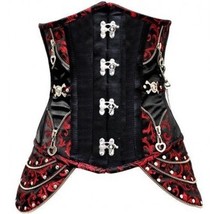 Steampunk Underbust Corset Medium Long Lined Black Red Lace Up Steel Boned - £30.82 GBP