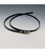 Vintage Synthetic Womens 12P Petite Belt Black Patent Vegan Gold Snake S... - $14.03