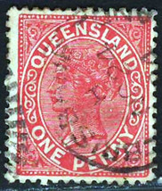 Queensland 1895-96 Fine Used Stamp 1 P. - £0.56 GBP