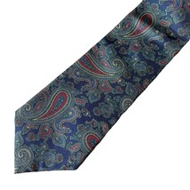 Envoy Neck Tie Blue Red Paisley Pattern Silk Made In Dominican Republic - £4.74 GBP