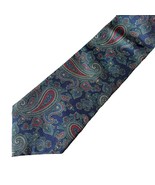 Envoy Neck Tie Blue Red Paisley Pattern Silk Made In Dominican Republic - £4.48 GBP