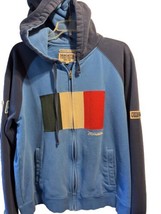 Mondetta Italy Vintage Men’s XL Blue LS Full Zip Hooded Cotton Blend War... - $49.49