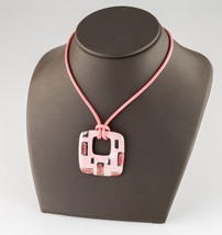 Gorgeous Pink Milor Italy Sterling Silver Enamel Pendant with 32&quot; Pink Cord - £185.86 GBP