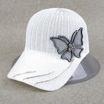 Women&#39;s Hat Knitted Diamond-Encrusted Butterfly Shade Baseball Cap Hollo... - £12.92 GBP