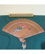 Japanese Decorated Pierced Wood Hand Fan - £8.62 GBP