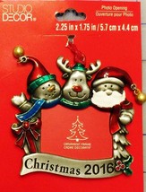 Christmas Tree Ornament 2016 Snowman Deer Santa Claus Photo Picture Frame NEW - £11.70 GBP