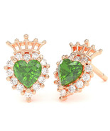 Peridot Diamond Claddagh motif Stud Earrings in 10k Rose Gold - $502.49 CAD