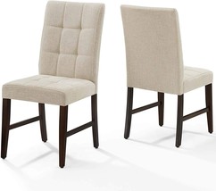 A Set Of Two Biscuit Tufted Upholstered Fabric Dining Side Chairs In Beige From - £175.54 GBP