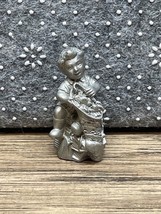 Vintage Pewter Port Boy with Christmas Xmas Stocking Figurine Holiday KG JD - $182.00 MXN