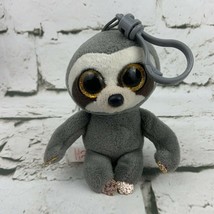 Beanie Boo Backpack Clip Dangler Sloth Mini Plush Gray - £5.46 GBP