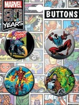 Marvel Comics 80 Years Hero Assortment Comic Art Images Round Button Set... - $4.99