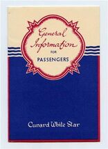 Cunard White Star RMS Queen Elizabeth General Information Landing Arrang... - $27.72