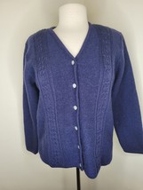 Vintage Karen Scott women&#39;s boiled wool Cardigan sweater PL Cables - £15.07 GBP