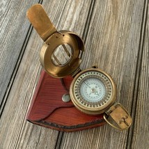Vintage Solid Brass WWII Military Pocket Compass With Box Gift - £26.75 GBP