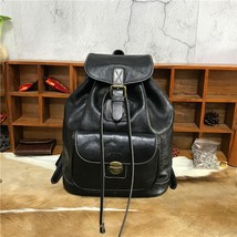 Leisure Travel Bag First Layer Cowhide Women Backpack 2022 New Vintage Large Cap - £191.40 GBP