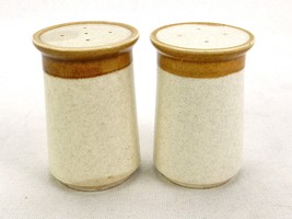 Mikasa Stoneware Salt &amp; Pepper Shakers, Beige w/Brown Drip Glaze, Stone Manor - $19.55