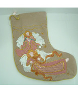 Christmas pink angel stocking applique design shabby chic cottage holida... - $27.08 CAD