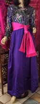 Vintage Bob Mackie Boutique Purple Ball Gown Fabulous Fleur de Lis Beaded Design - £699.43 GBP