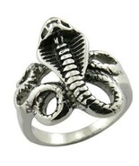COILED COBRA SNAKE STAINLESS STEEL RING size 13 silver metal S-517 biker... - $143.74 MXN