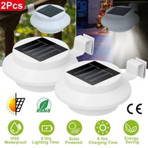 2Pcs 3Leds Solar Powered Lights Wall Fence Gutter Yard Lamps Outdoor White - £24.98 GBP