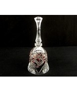 Vintage Hand Bell, Clear Glass, w/Cranberry Christmas Bells &amp; Bows, Hex ... - $538.39 MXN