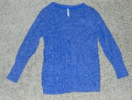 Womens Sweater Jr. Girls Cardigan Aeropostale Blue Long Sleeve Crochet-size M - £15.87 GBP