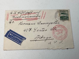 1936 Germany Hindenburg Zeppelin LZ 129 Flight Airmail cover to Chicago USA - $48.51