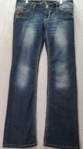 Angels Bootcut Jeans Womens 13 Dark Blue Denim Ramie Flat Front Regular Fit Logo - £18.10 GBP