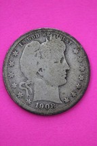 1908 S Barber Liberty Silver Quarter Scarce Semi Key Date San Francisco ... - $34.08