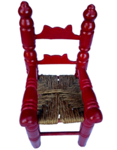 Vintage Doll Chair Red Wooden Wicker Seat Doll Chair - £9.93 GBP