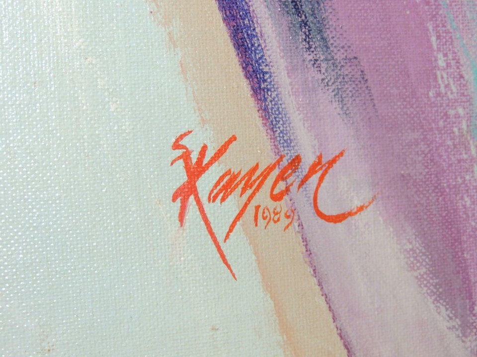 Painting signed 20x16 S Kamen Canvas expressionist Samuel Sam Sailing San Diego Item image 6