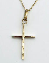 Michael Anthony 14K Gold Diamond Cut Reversible Cross Pendant Necklace - £126.32 GBP