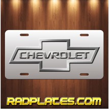 CHEVY BOWTIE Inspired Art on Gray Grey Aluminum Vanity license plate Tag New B - £14.05 GBP