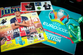 JUNIOR MAG KYLIAN MBAPPE + POSTER HAALAND + ALBUM PANINI EURO 2020 + STI... - £15.29 GBP