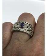 Vintage Amethyst-Ring Weiß Sapphire 925 Sterlingsilber Größe - £96.74 GBP