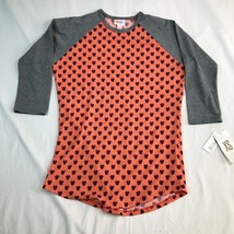 NEW LuLaRoe Disney Shirt Size Extra Small Gray Orange Minnie Mouse Heads Pattern - £9.57 GBP