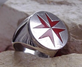 Maltese Red Cross Knights Templar Religious Ring Symbol Pin Patch [ D19 Steel ] - £39.16 GBP