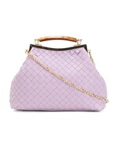 Gorgeous Stella Bianca Made In Italy Leather Woven Kiss Lock Crossbody Lilac - £125.80 GBP