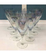 Set of 10 Vintage Iridescent 6.5” Wine Water Glasses rainbow stemware co... - $2,550.53 MXN