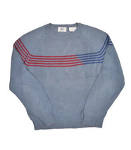 Vintage Izod Lacoste Sweater Mens L Striped Raglan Crewneck 100% Cotton Jumper - $35.74